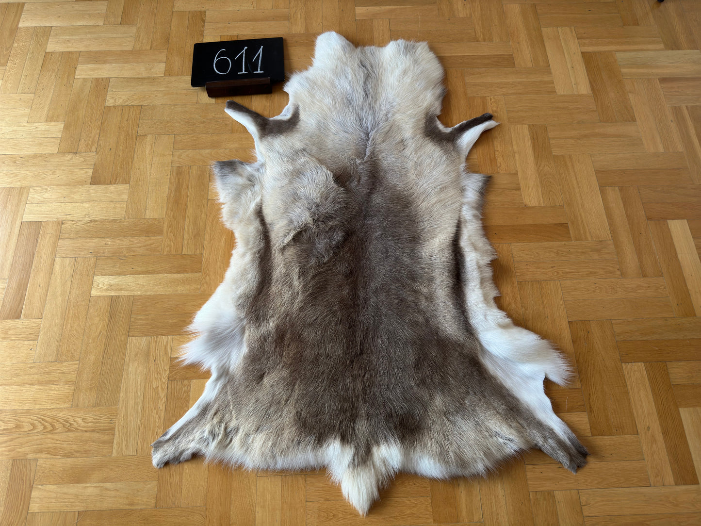 Peau de renne exclusive et unique, taille géante 138 x 111 cm, peau de renne #557