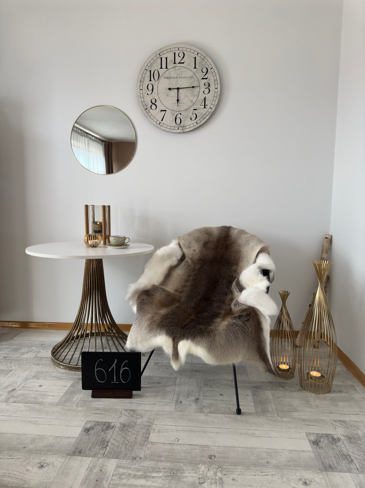 Peau de renne luxueuse, taille géante unique 154 x 116 cm, peau de renne #511