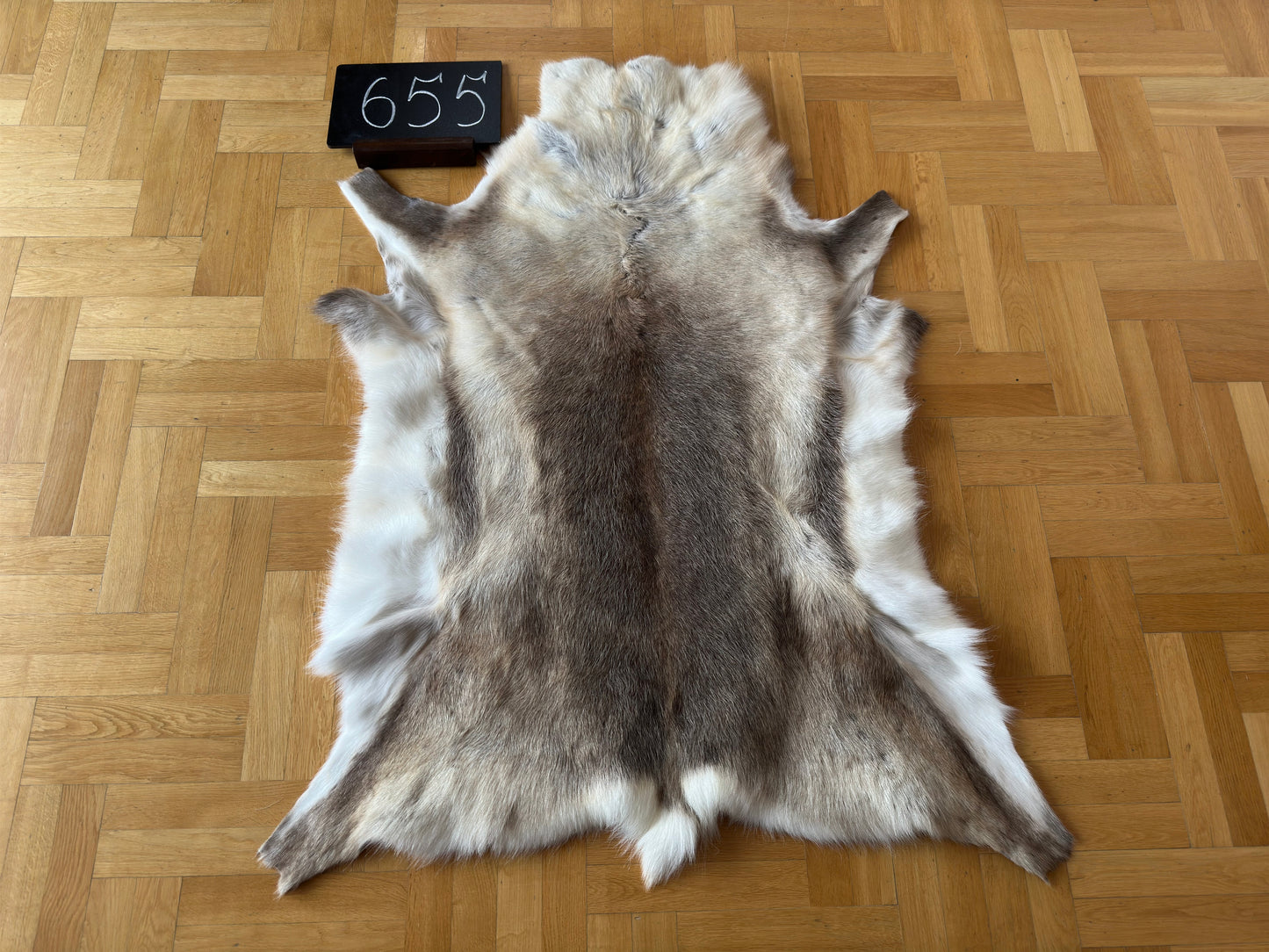 Peau de renne exclusive et unique, taille géante 138 x 111 cm, peau de renne #557
