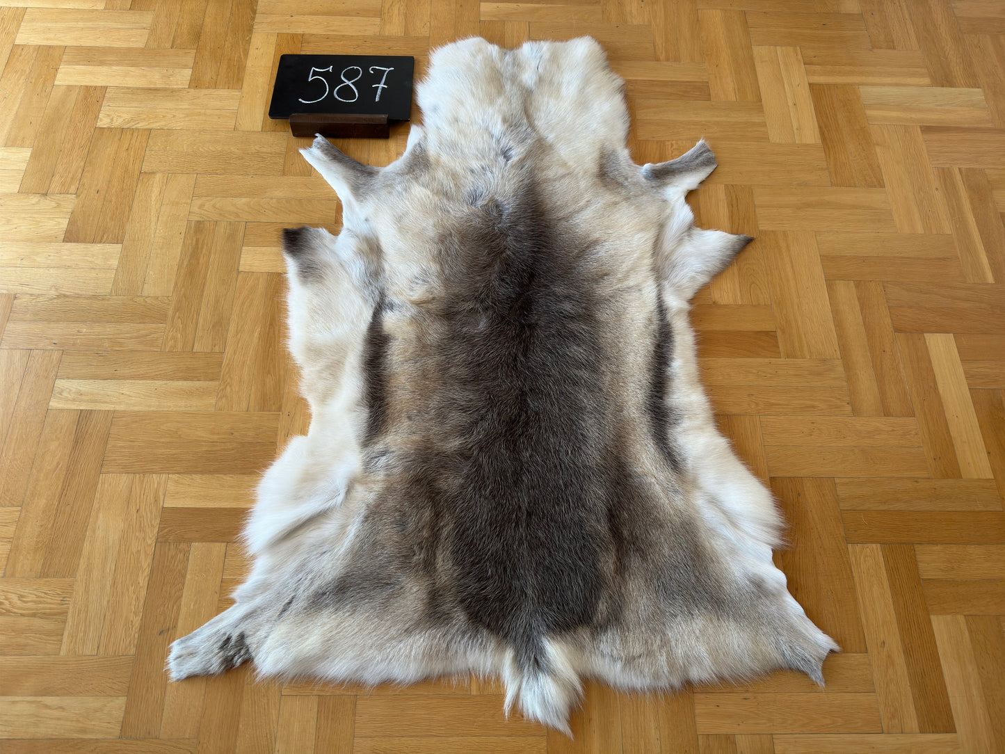 Peau de renne exclusive et unique, taille géante 138 x 111 cm, peau de renne #557
