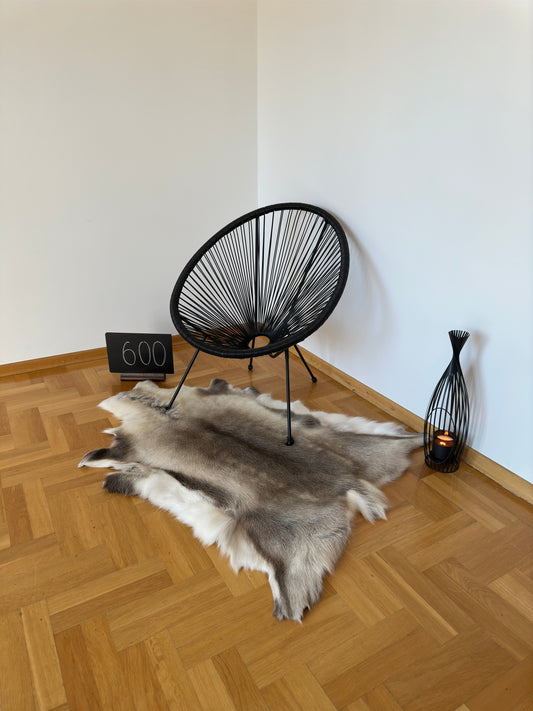 Peau de renne exclusive et unique, taille géante 138 x 111 cm, peau de renne #557