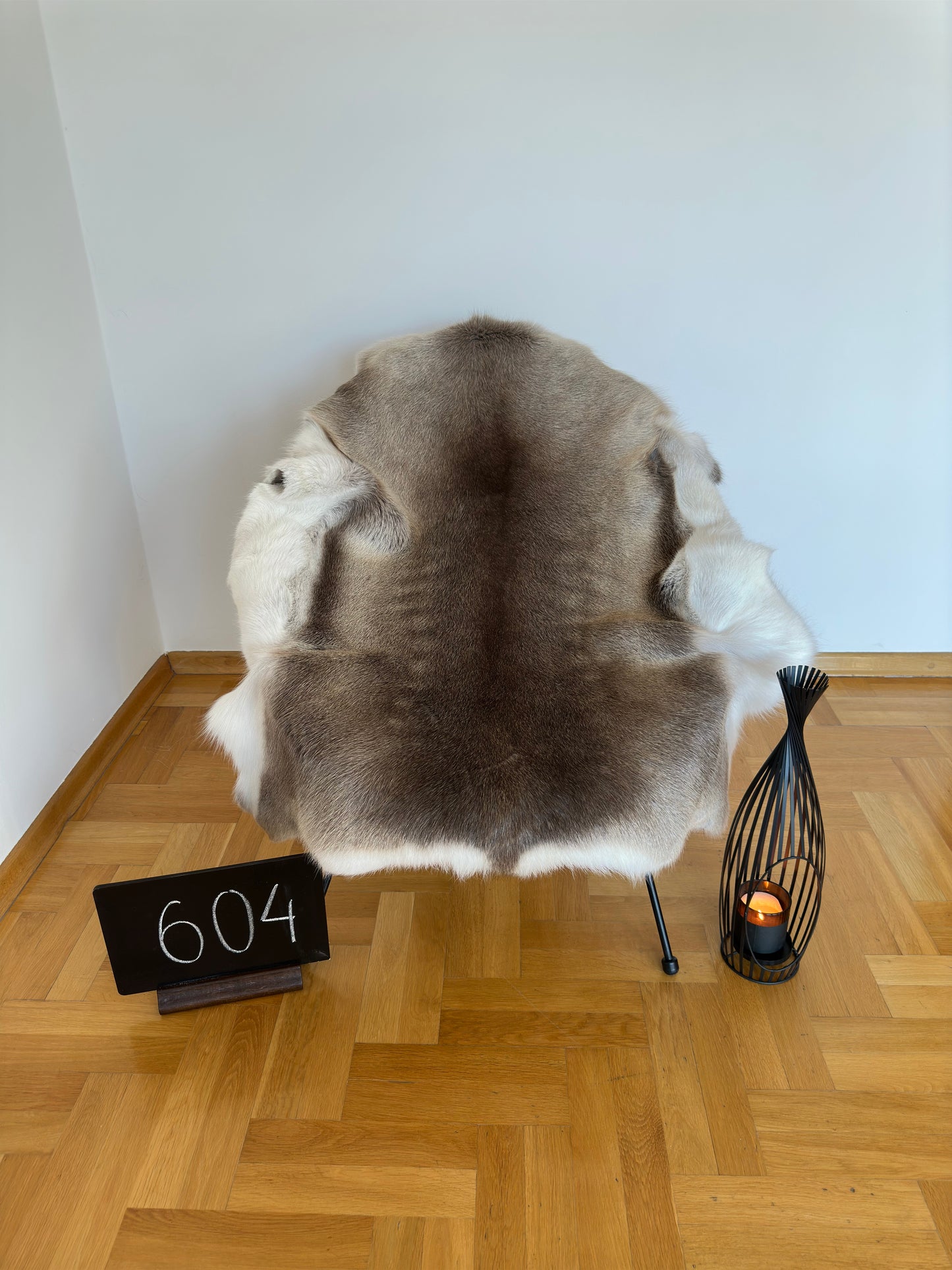 Peau de renne exclusive et unique, taille géante 138 x 111 cm, peau de renne #557