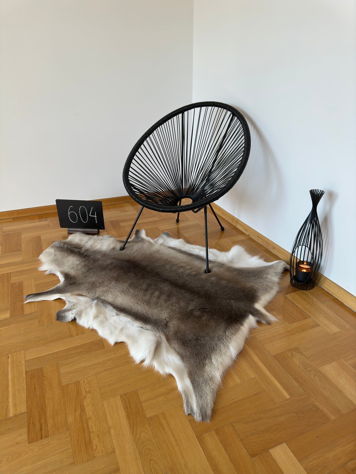 Peau de renne exclusive et unique, taille géante 138 x 111 cm, peau de renne #557