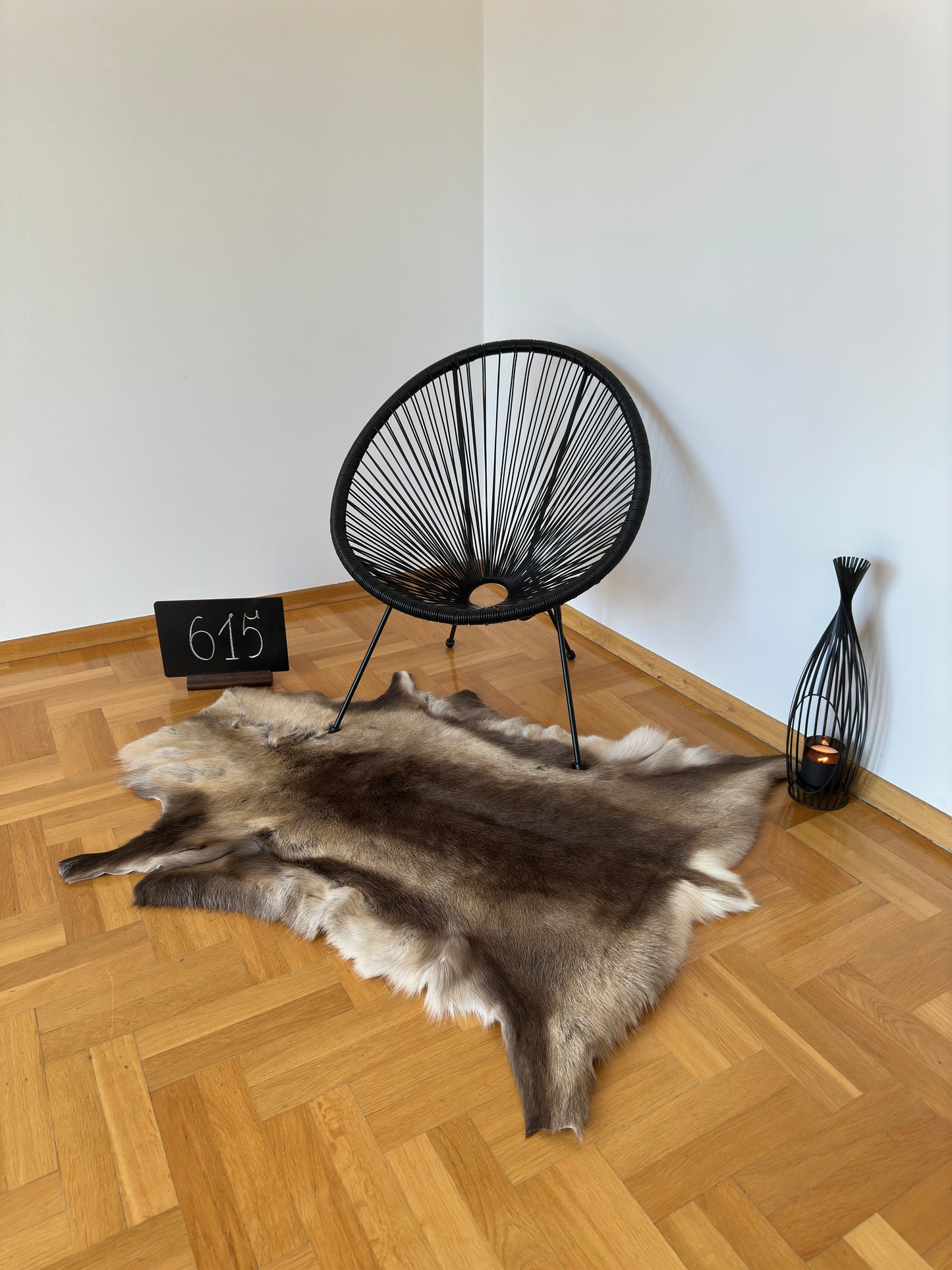 Peau de renne exclusive et unique, taille géante 138 x 111 cm, peau de renne #557