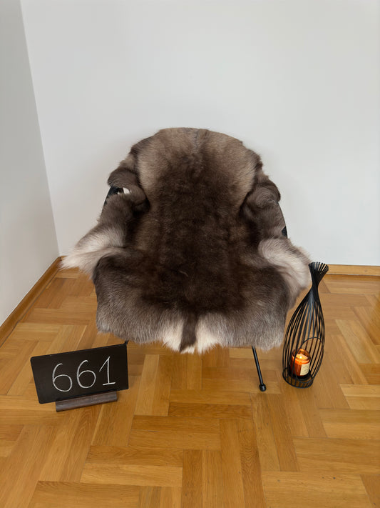Peau de renne exclusive et unique, taille géante 138 x 111 cm, peau de renne #557